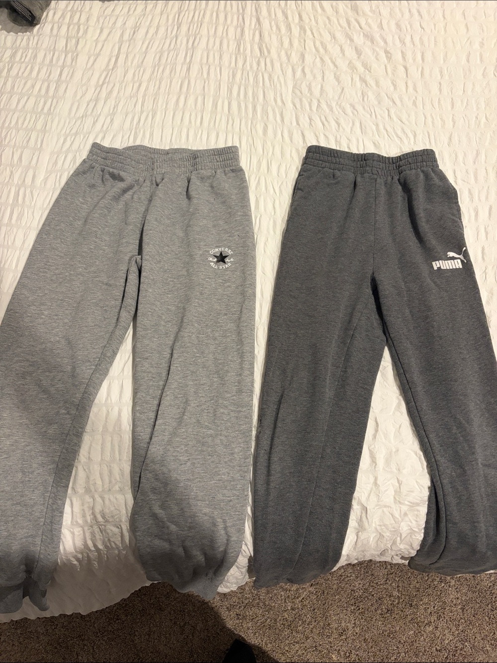 Converse & Puma Kids Gray Sweatpants - Light & Dark Gray Pair